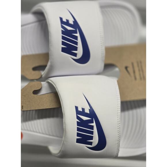 Nike Victori One Slide White Blue Men Unisex Slip On Sandal CN9675-102, Size 8 - Picture 6 of 6